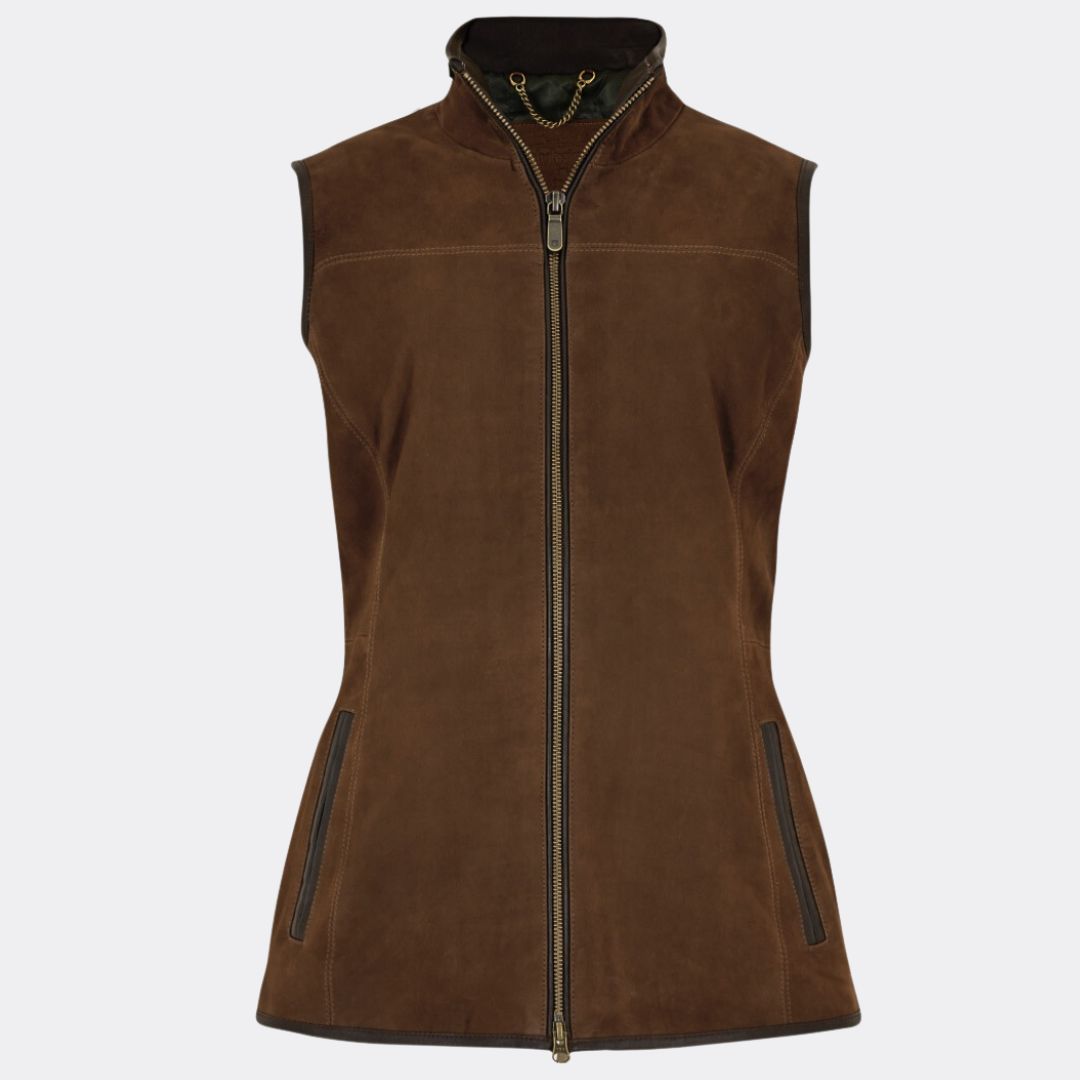 Dubarry Women's Kingston Leather Gilet in Walnut
