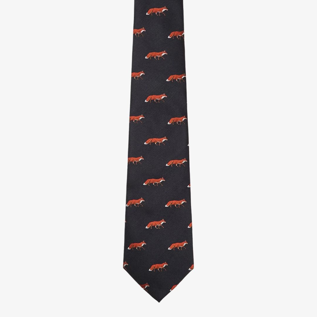 Dubarry Kavanagh Silk Fox Motif Tie in Navy