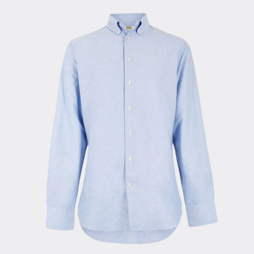 Light blue button-up shirt on a white background