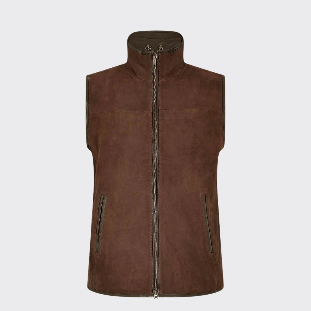 Dubarry Men's Dunhill Leather Gilet in Walnut