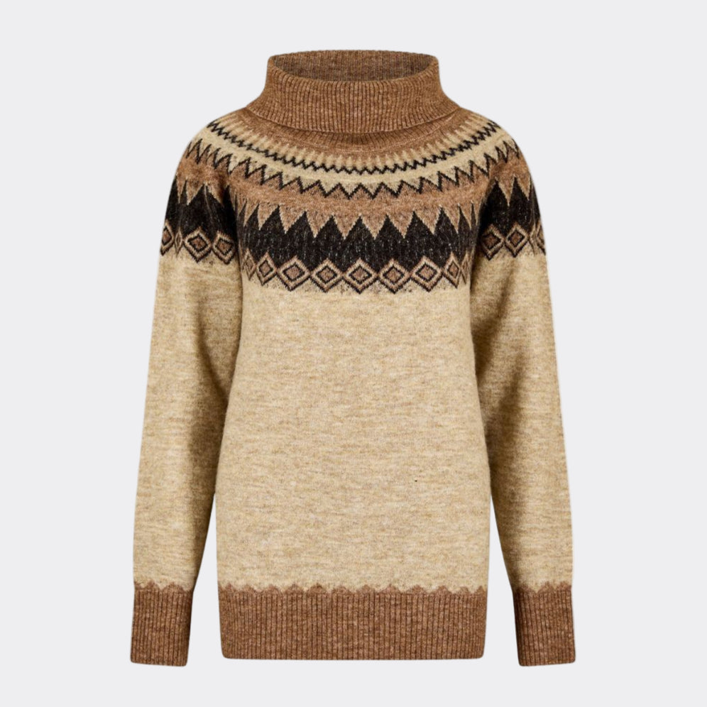 Dubarry Women's Delvin Fair Isle Pattern Jumper in Oat Multi