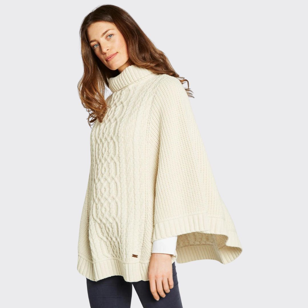 Dubarry Women's Kilronan Merino Poncho in Cream