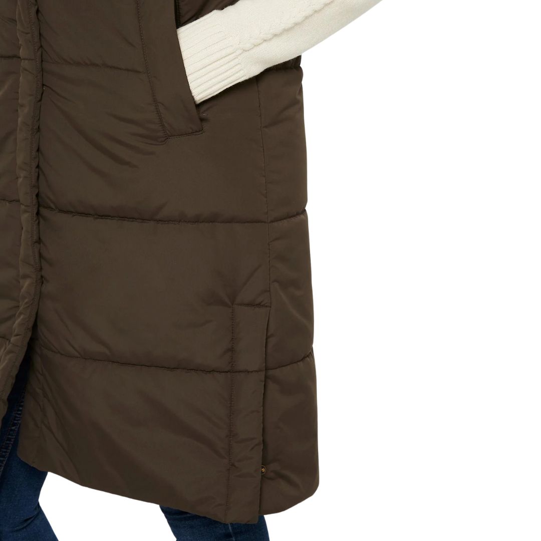 Brown puffer coat on a white background