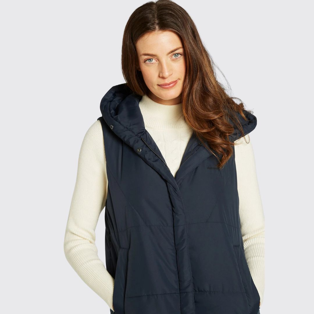 Dubarry Women's Ryan Hooded Long Gilet in Navy