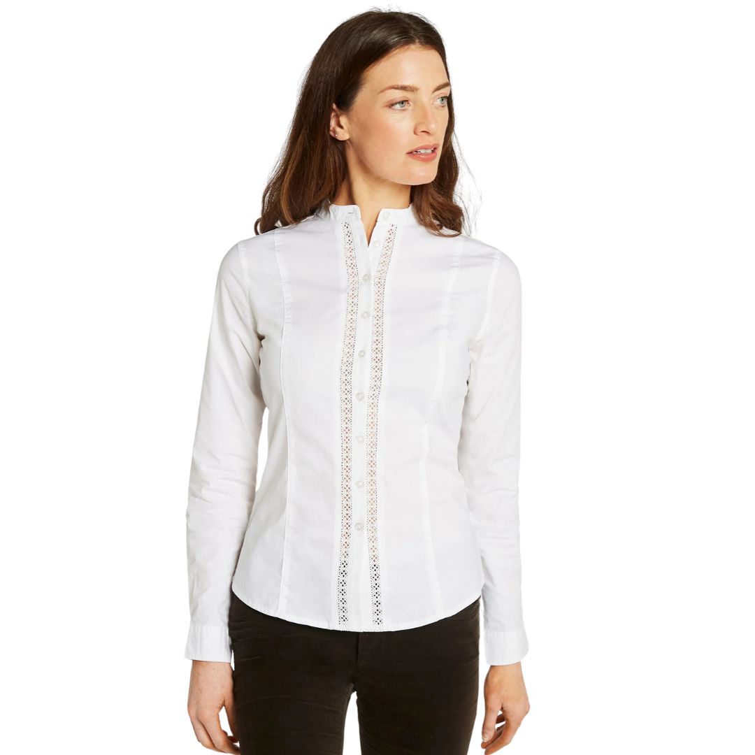 Dubarry Women's Waterlily Mandarin Collar Shirt in White