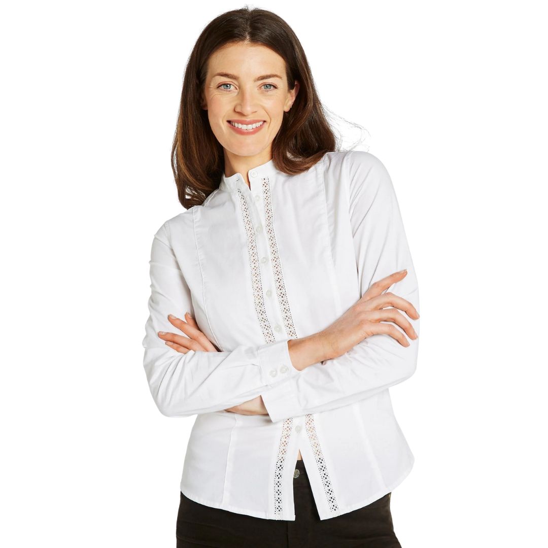 Dubarry Women's Waterlily Mandarin Collar Shirt in White
