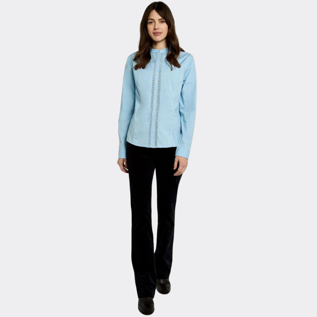Dubarry Women's Waterlily Mandarin Collar Shirt in Pale Blue