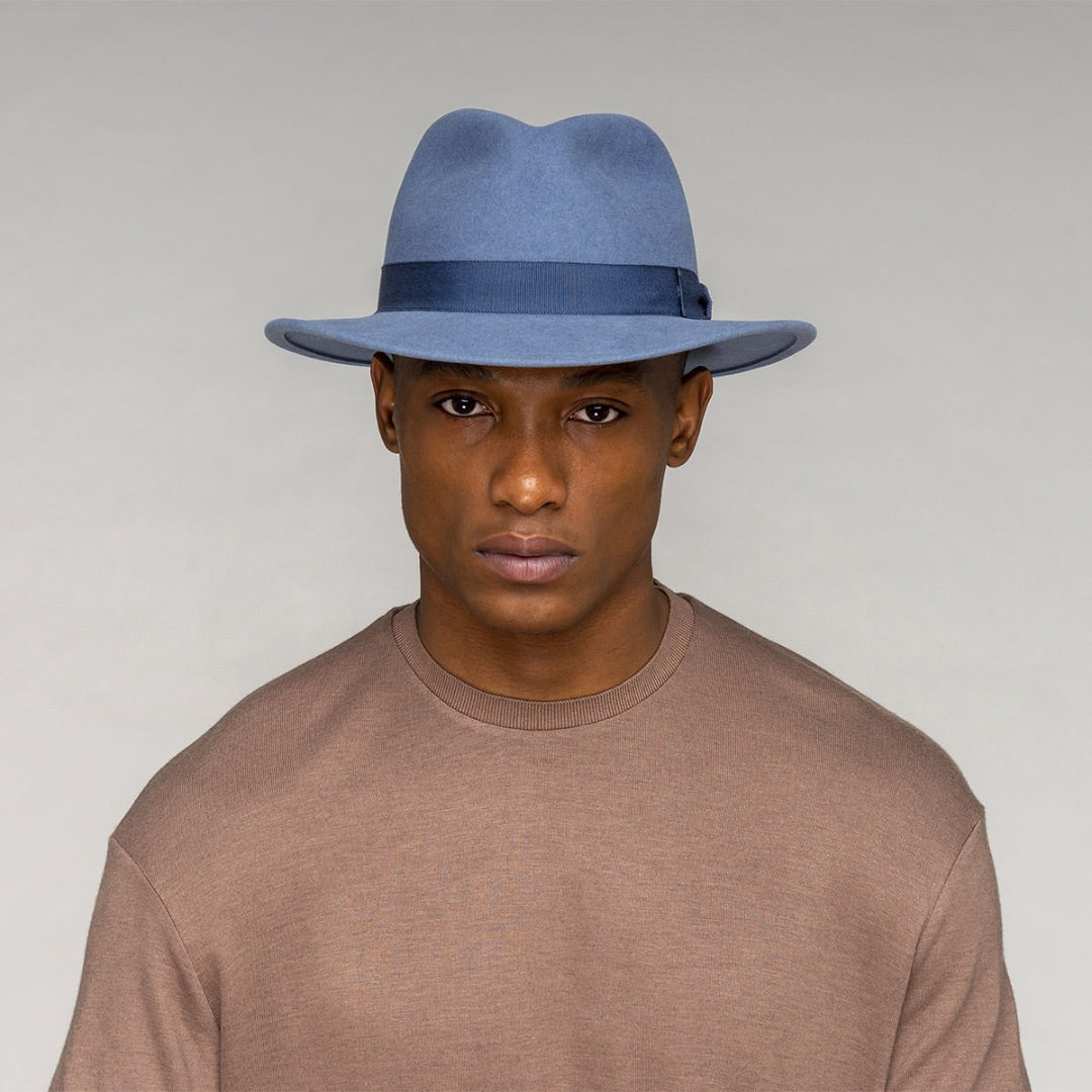 Bailey Curtis Fedora Hat in Vintage Blue