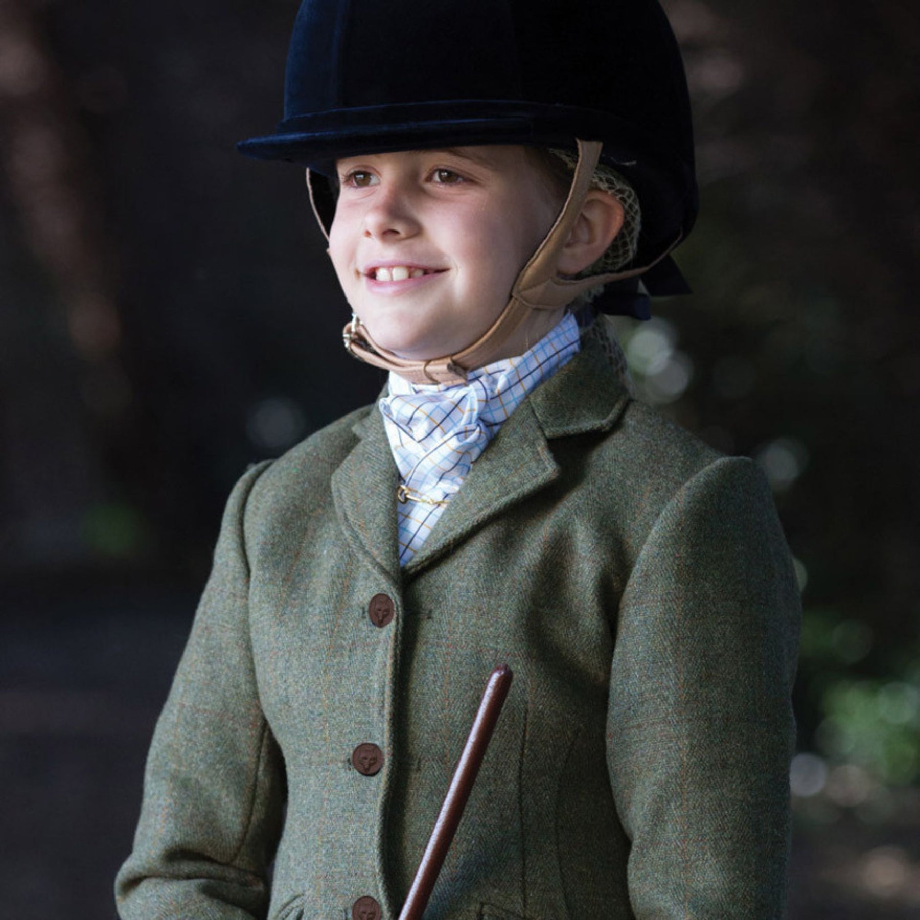 Equetech Kids Claydon Tweed Riding Jacket in Green