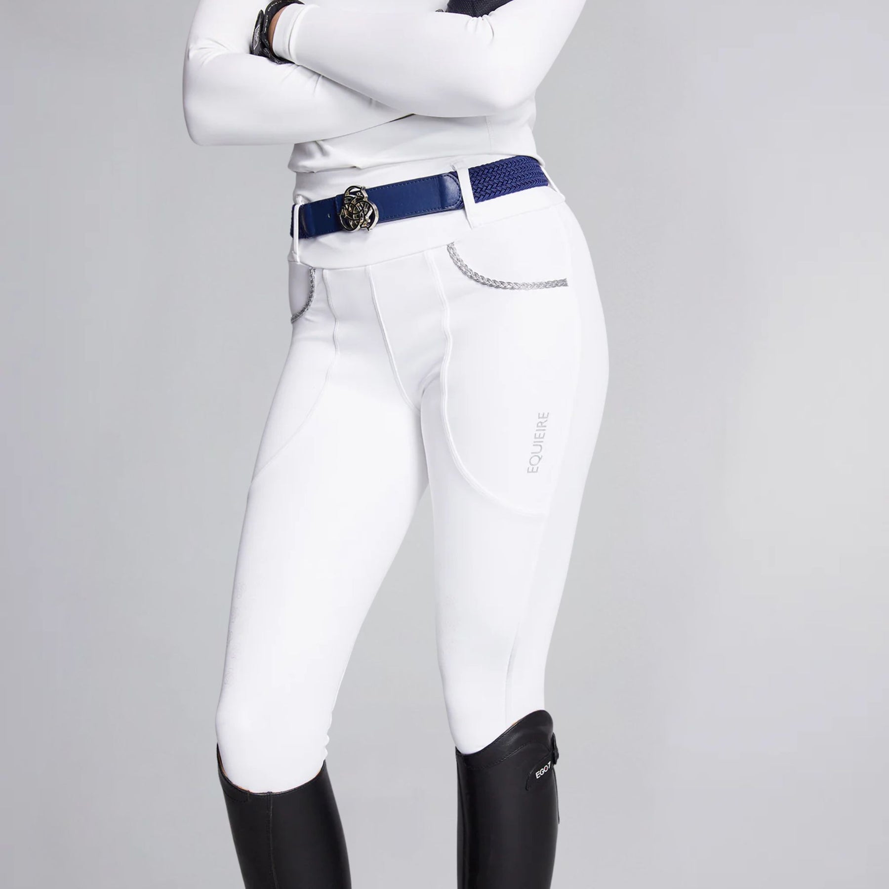 Equieire Women's Molly Knee-Grip Competition Riding Tights in White