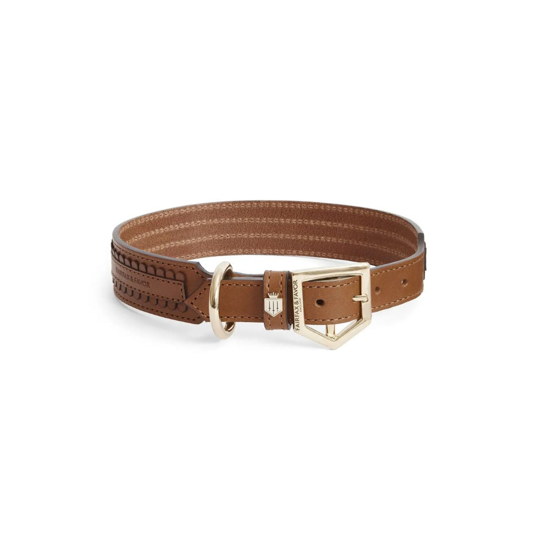Fairfax Favor Bakewell Leather Dog Collar in Tan