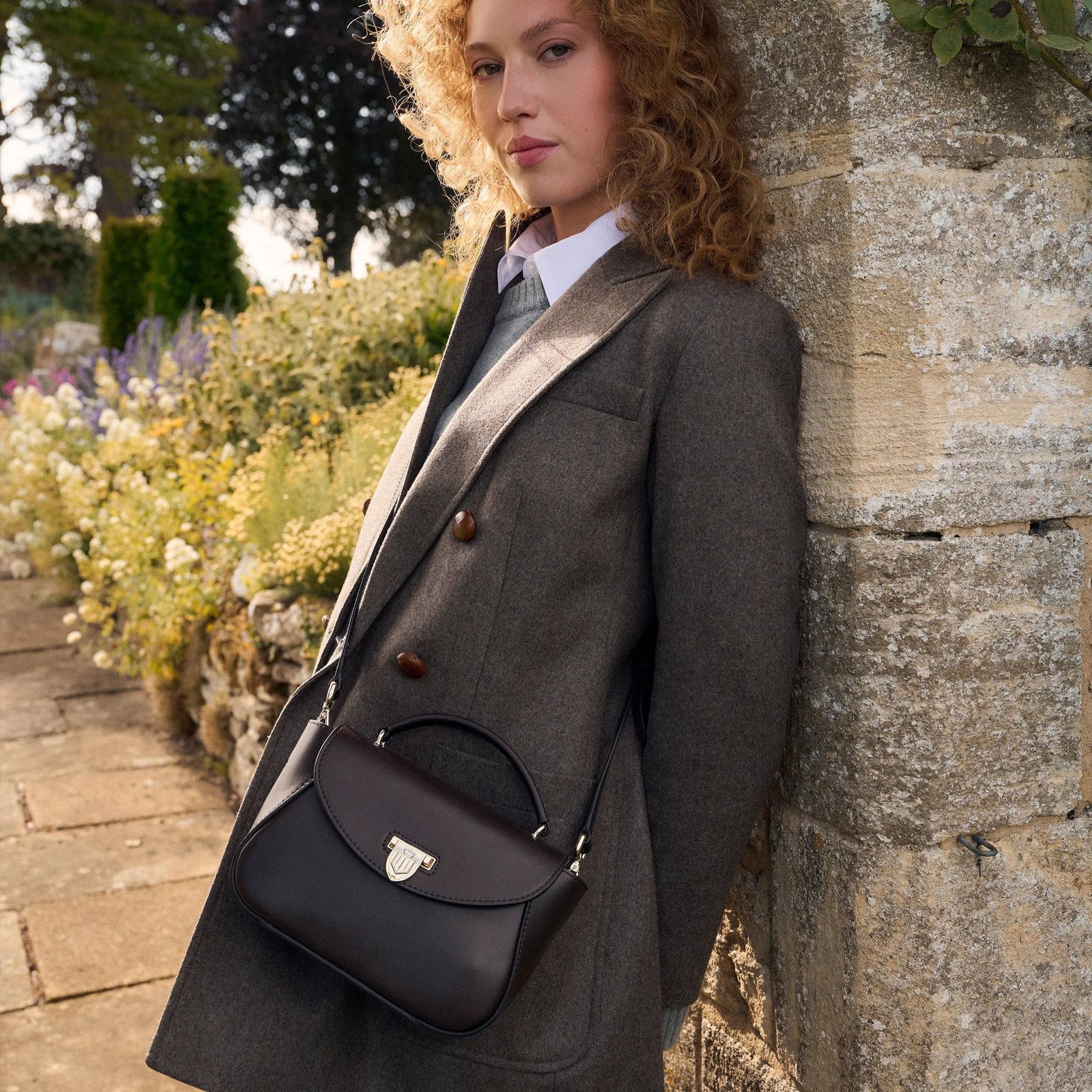 Fairfax & Favor Blenheim Leather Mini Handbag in Mahogany