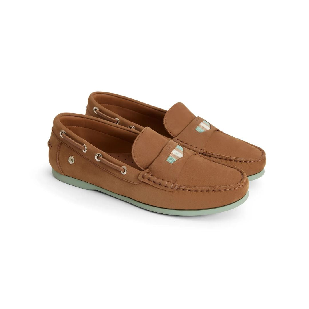 Fairfax & Favor Boston Deck Shoes in Tan & Mint