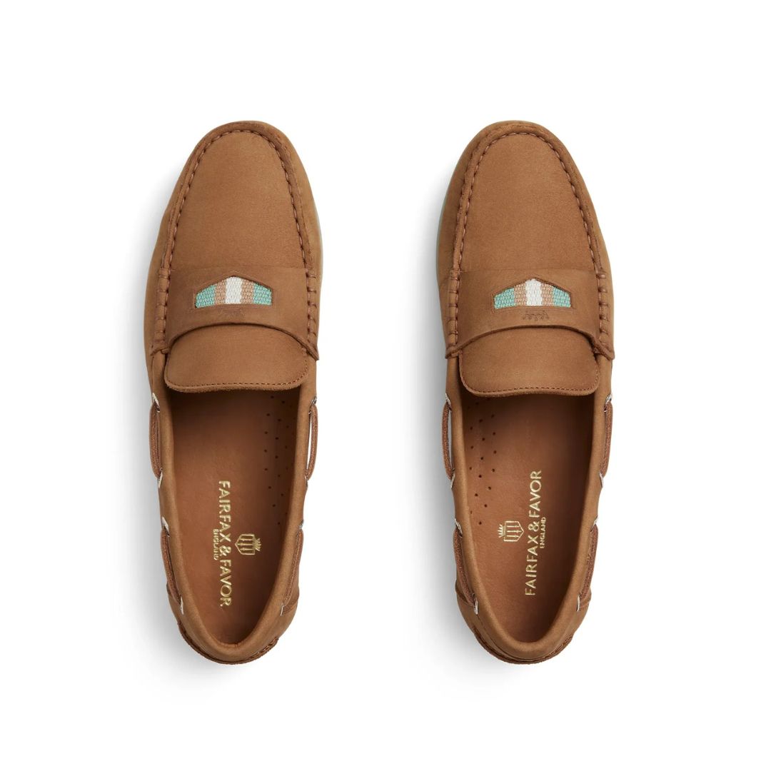 Fairfax & Favor Boston Deck Shoes in Tan & Mint