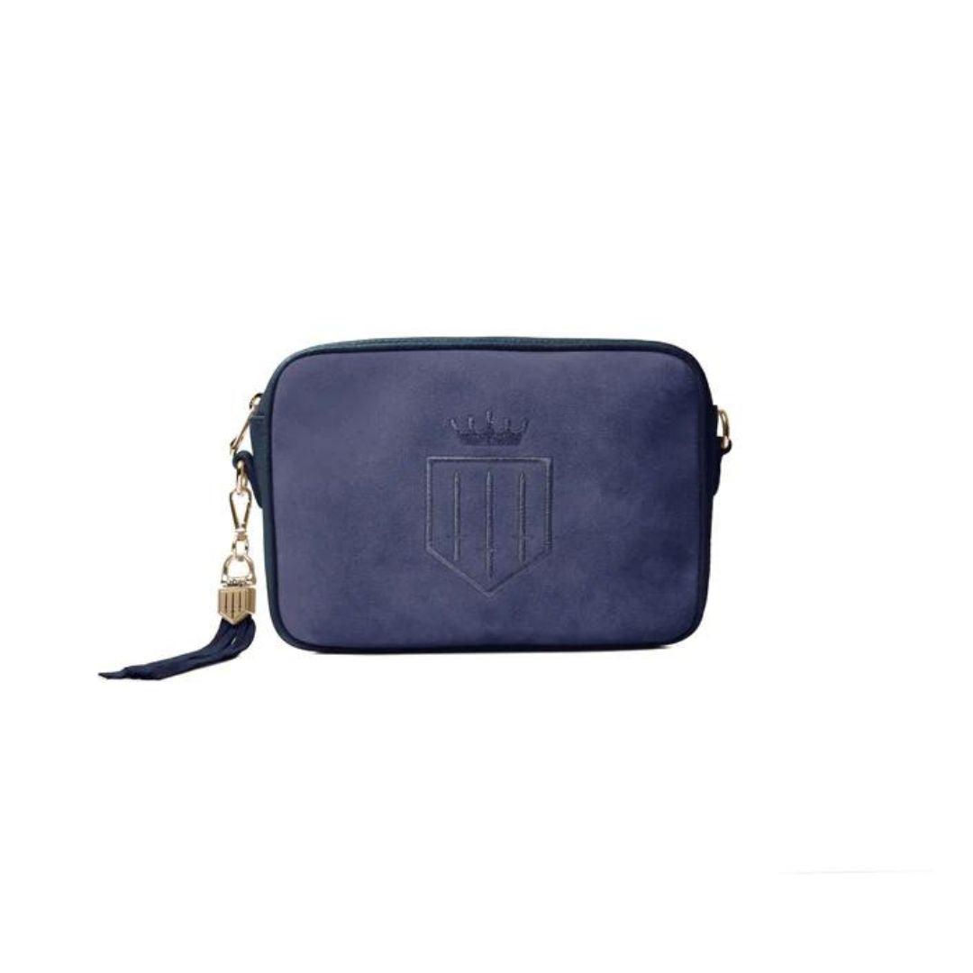 Fairfax & Favor Finsbury Crossbody Suede Handbag in Ink Blue