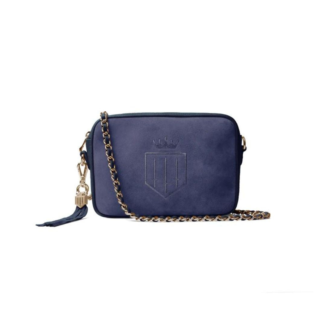 Fairfax & Favor Finsbury Crossbody Suede Handbag in Ink Blue