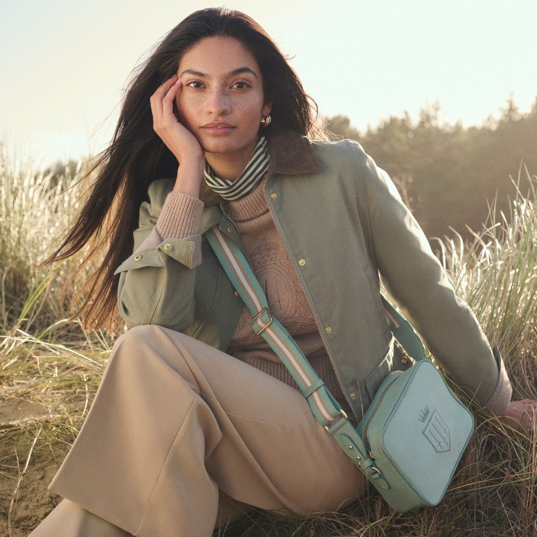 Fairfax & Favor Finsbury Crossbody Suede Handbag in Mint