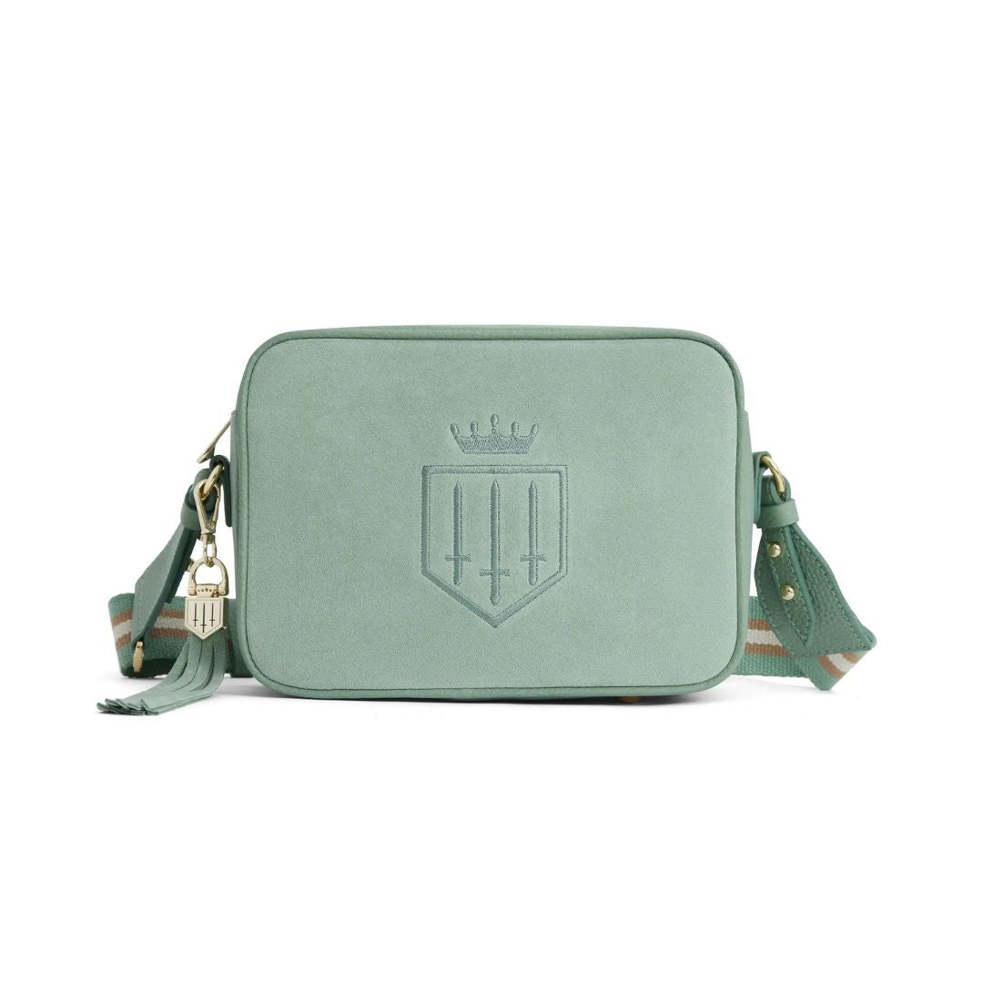Fairfax & Favor Finsbury Crossbody Suede Handbag in Mint