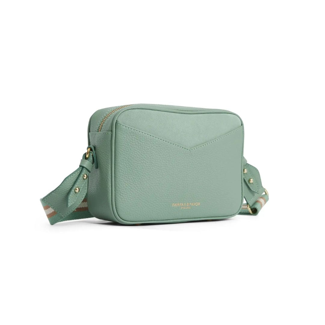 Fairfax & Favor Finsbury Crossbody Suede Handbag in Mint