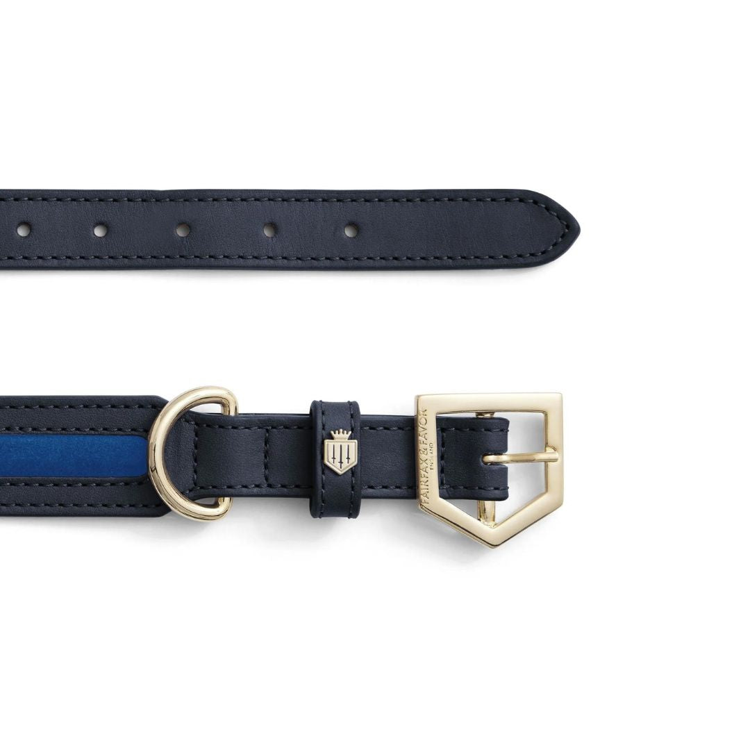 Fairfax & Favor Hampton Dog Collar in Porto Blue & Navy