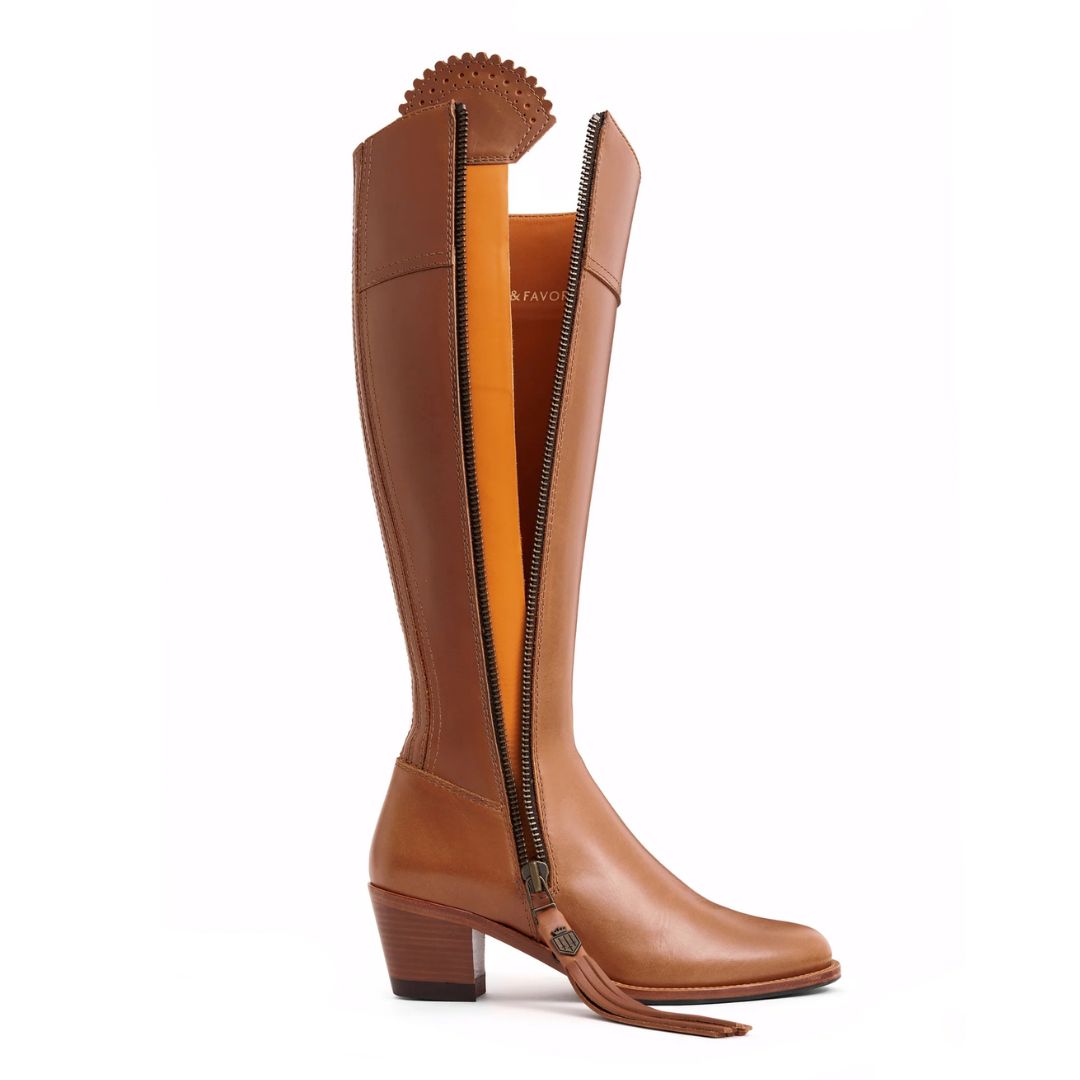 Fairfax & Favor Heeled Regina Leather Boot in Tan