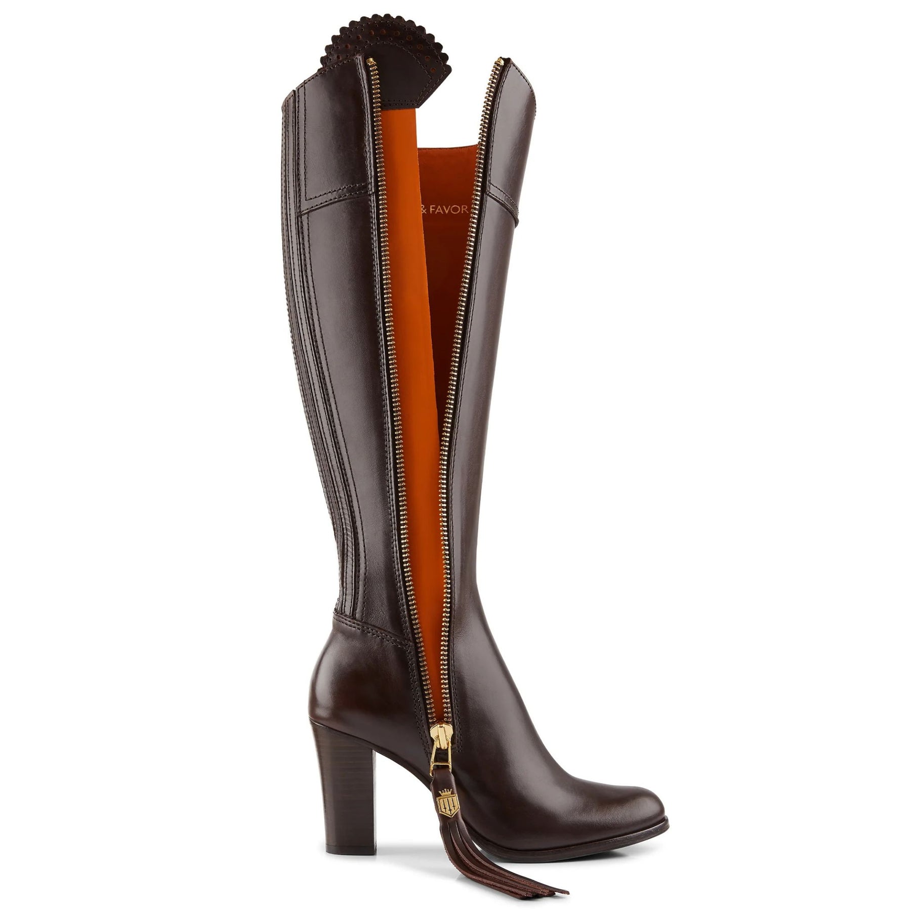 Fairfax & Favor High Heeled Regina Leather Boot in Mahogany