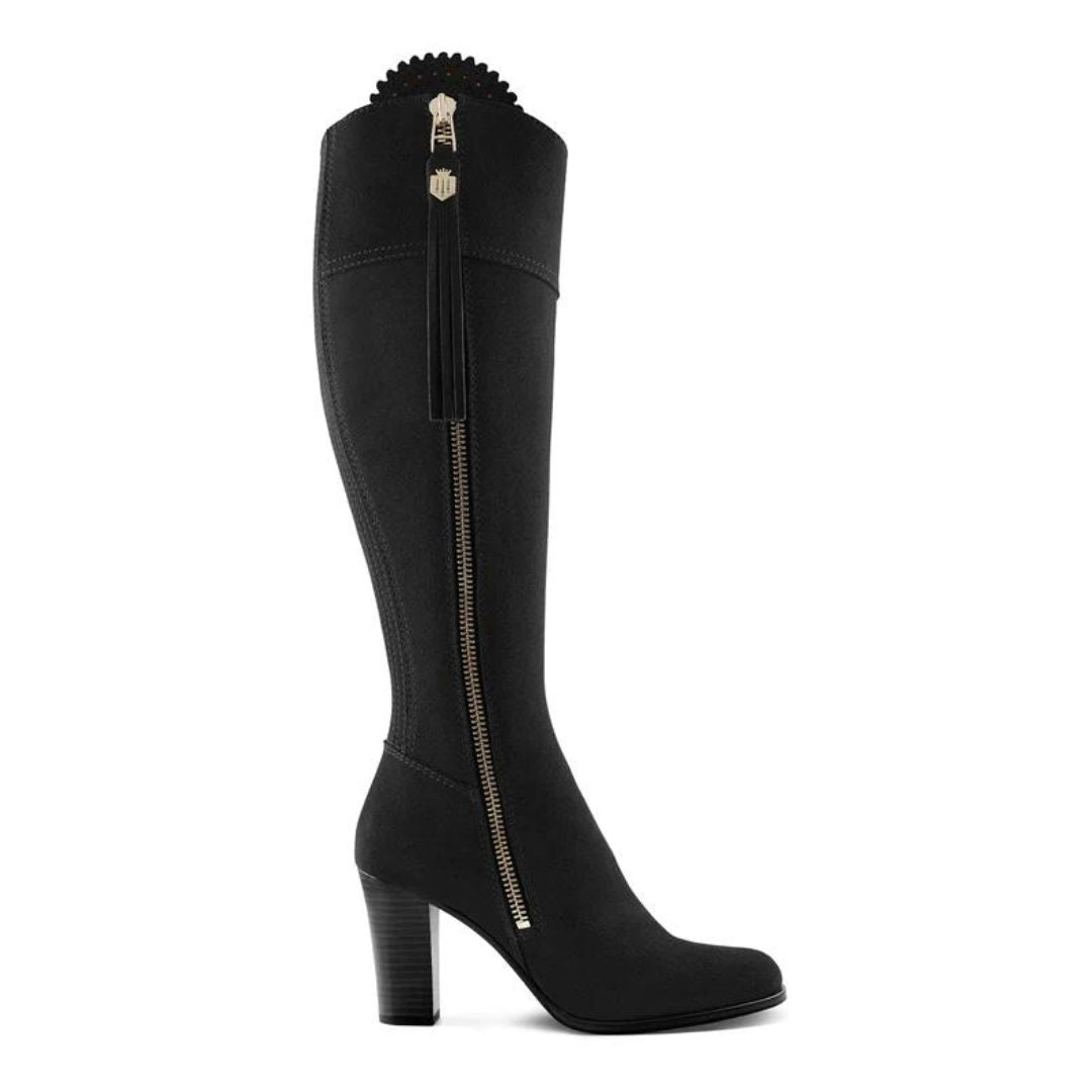 Fairfax & Favor High Heeled Regina Suede Boot in Black