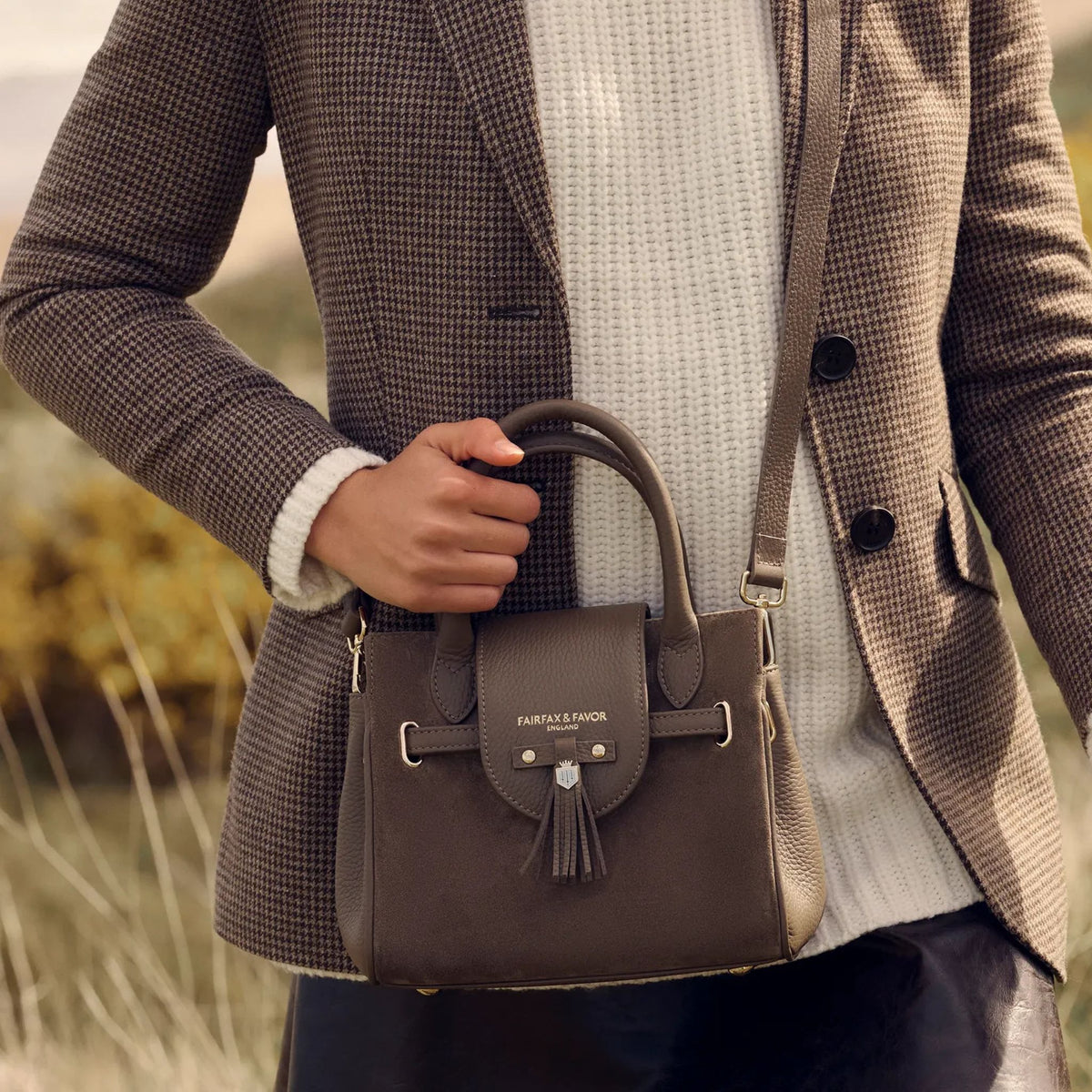 Fairfax & Favor Mini Windsor Handbag in Fog