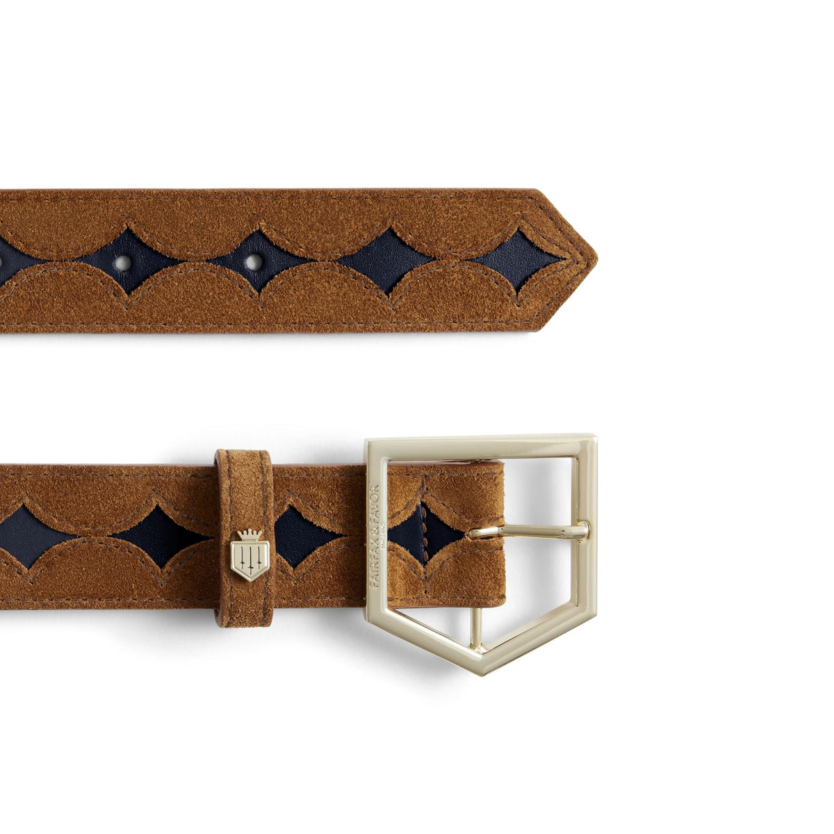 Fairfax & Favor Ohio Leather Belt in Tan & Navy