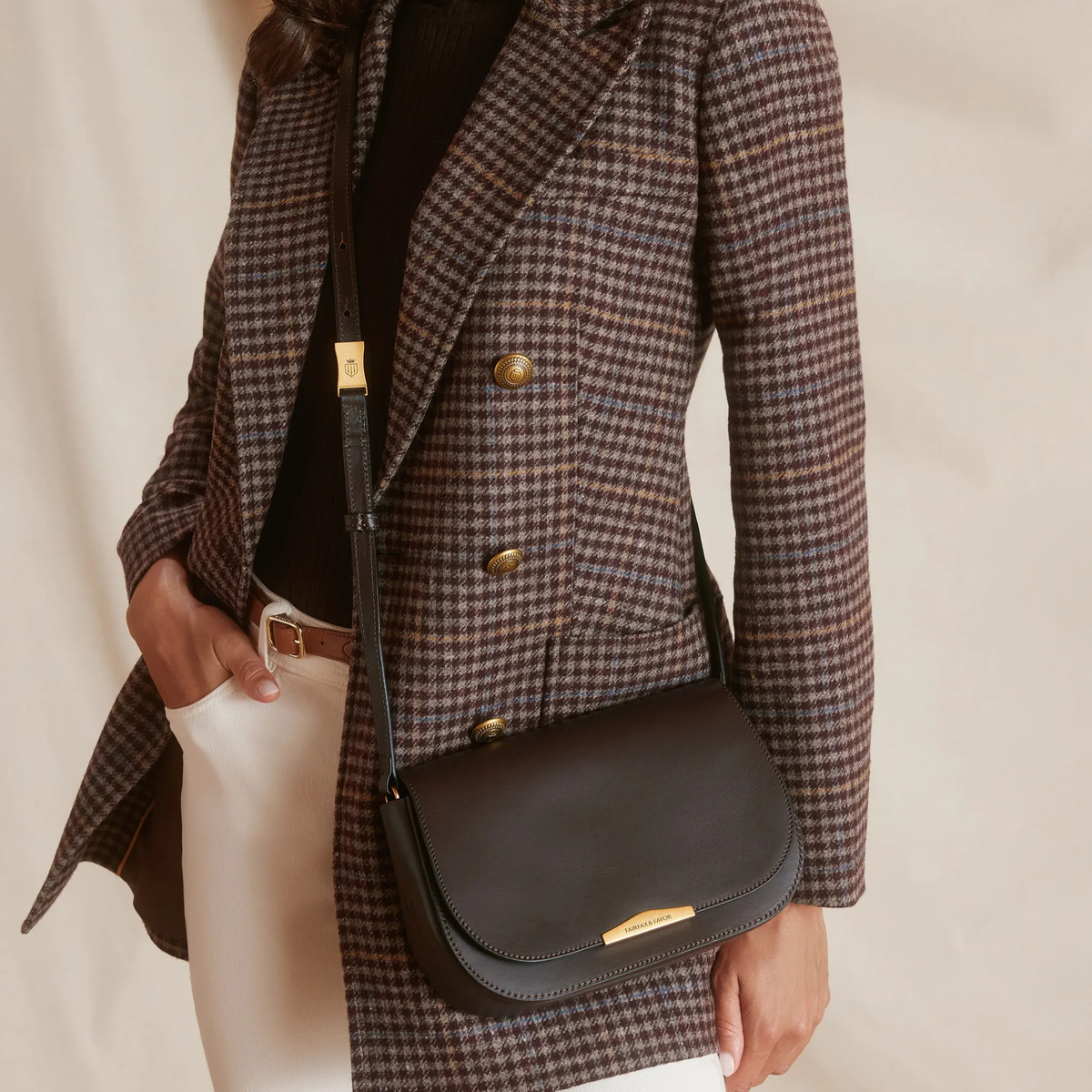 Fairfax & Favor Rye Leather Crossbody Bag in Mahogany