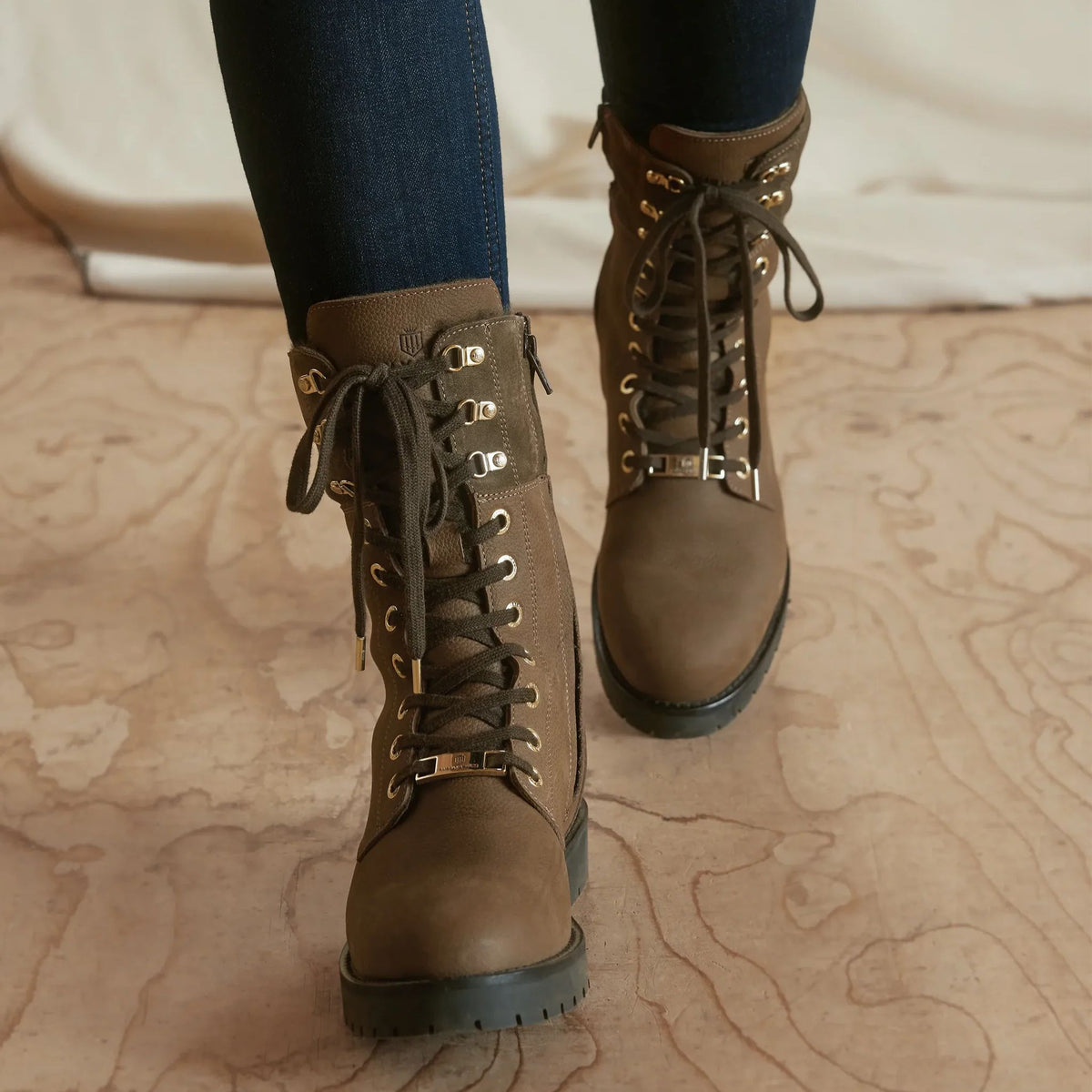 Fairfax & Favor Shearling Lined Anglesey Boots in Fog Nubuck