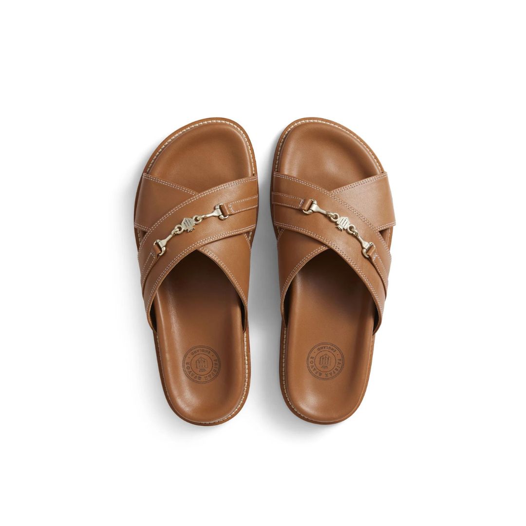 Fairfax & Favor Southwold Leather Footbed Sandal in Tan