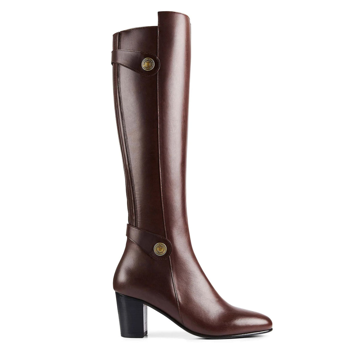 Fairfax & Favor Upton Heeled Leather Tall Boot in Mahogany
