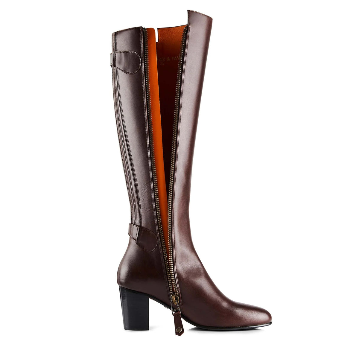 Fairfax & Favor Upton Heeled Leather Tall Boot in Mahogany