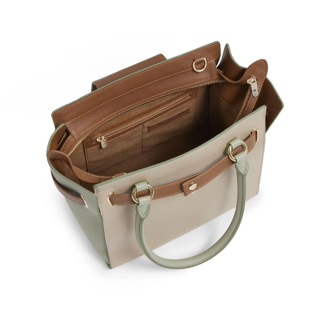 Fairfax & Favor Windsor Leather Tote Handbag in Mint, Stone & Tan