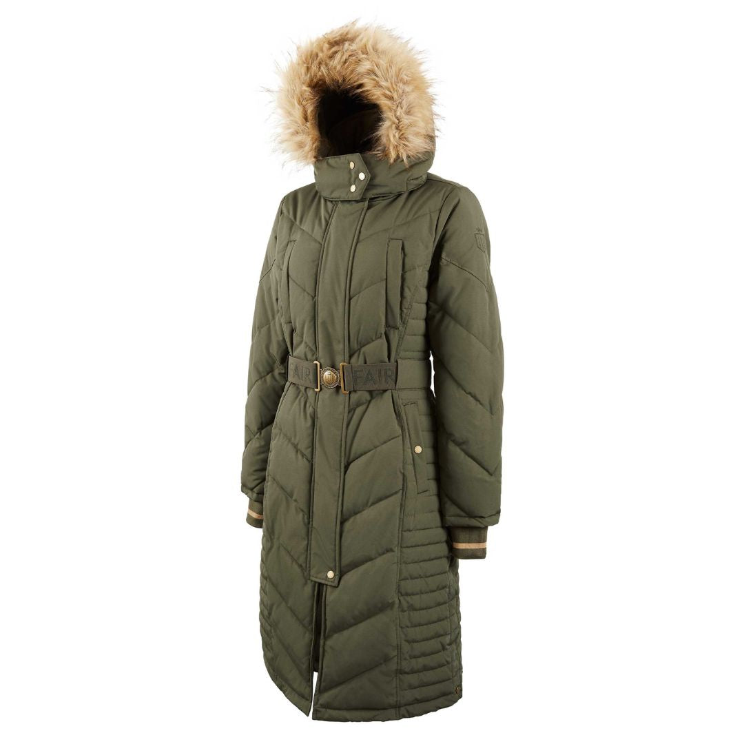 Fairfax & Favor Women's Charlotte Padded Long Coat in Khaki