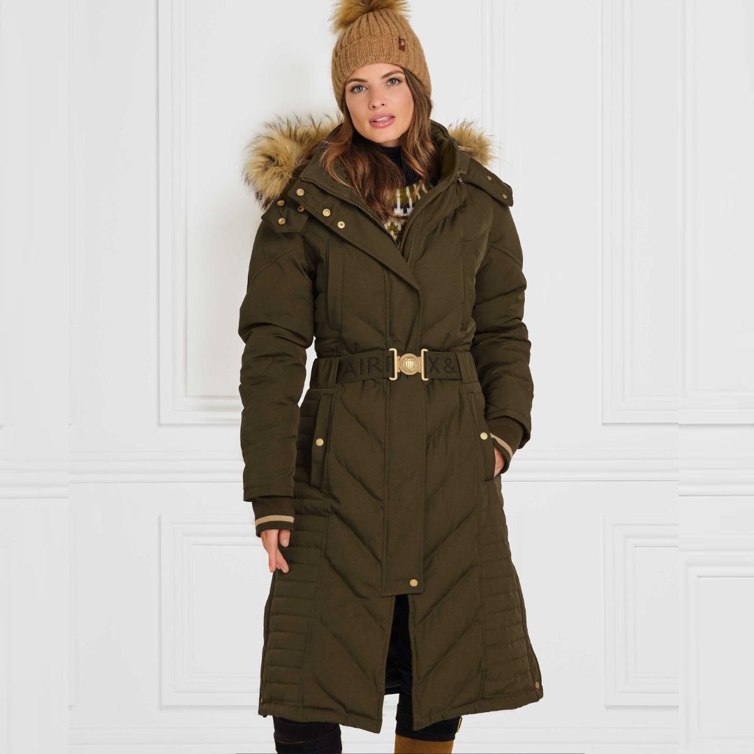 Fairfax & Favor Women's Charlotte Padded Long Coat in Khaki