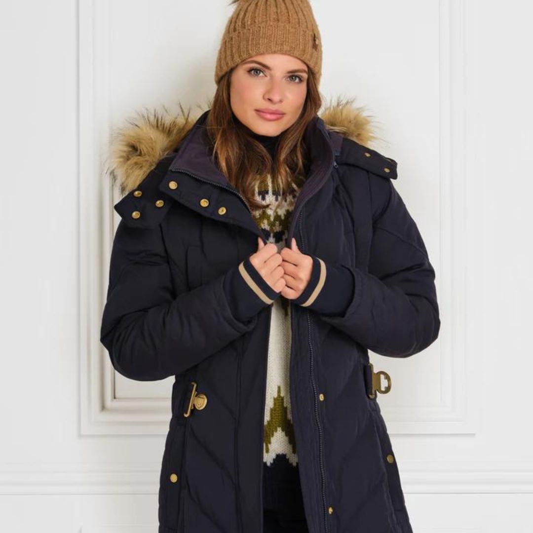 Fairfax & Favor Women's Charlotte Padded Long Coat in Navy