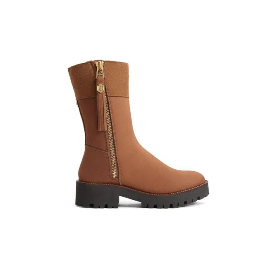 Fairfax & Favor Women's Paris Shearling Lined Nubuck Boot in Cognac