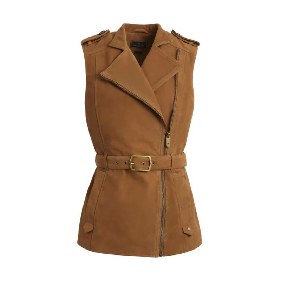 Fairfax & Favor Women's Primrose Suede Gilet in Tan