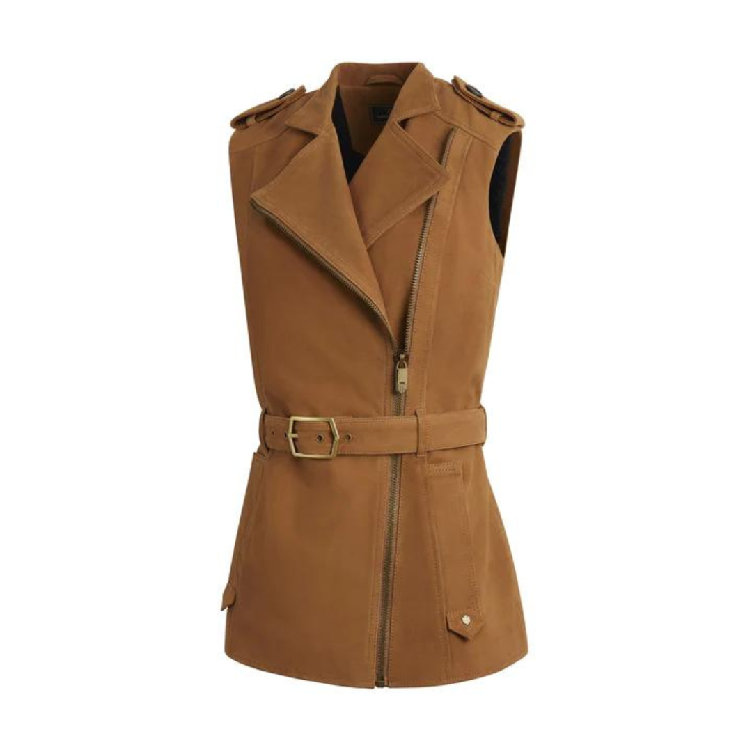 Fairfax & Favor Women's Primrose Suede Gilet in Tan