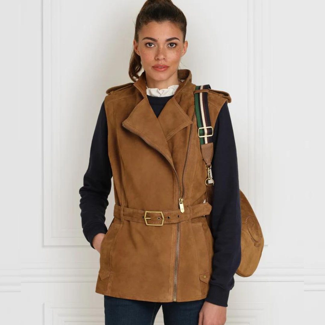 Fairfax & Favor Women's Primrose Suede Gilet in Tan