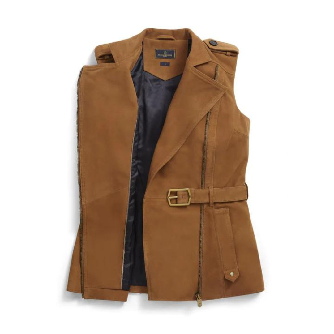 Fairfax & Favor Women's Primrose Suede Gilet in Tan