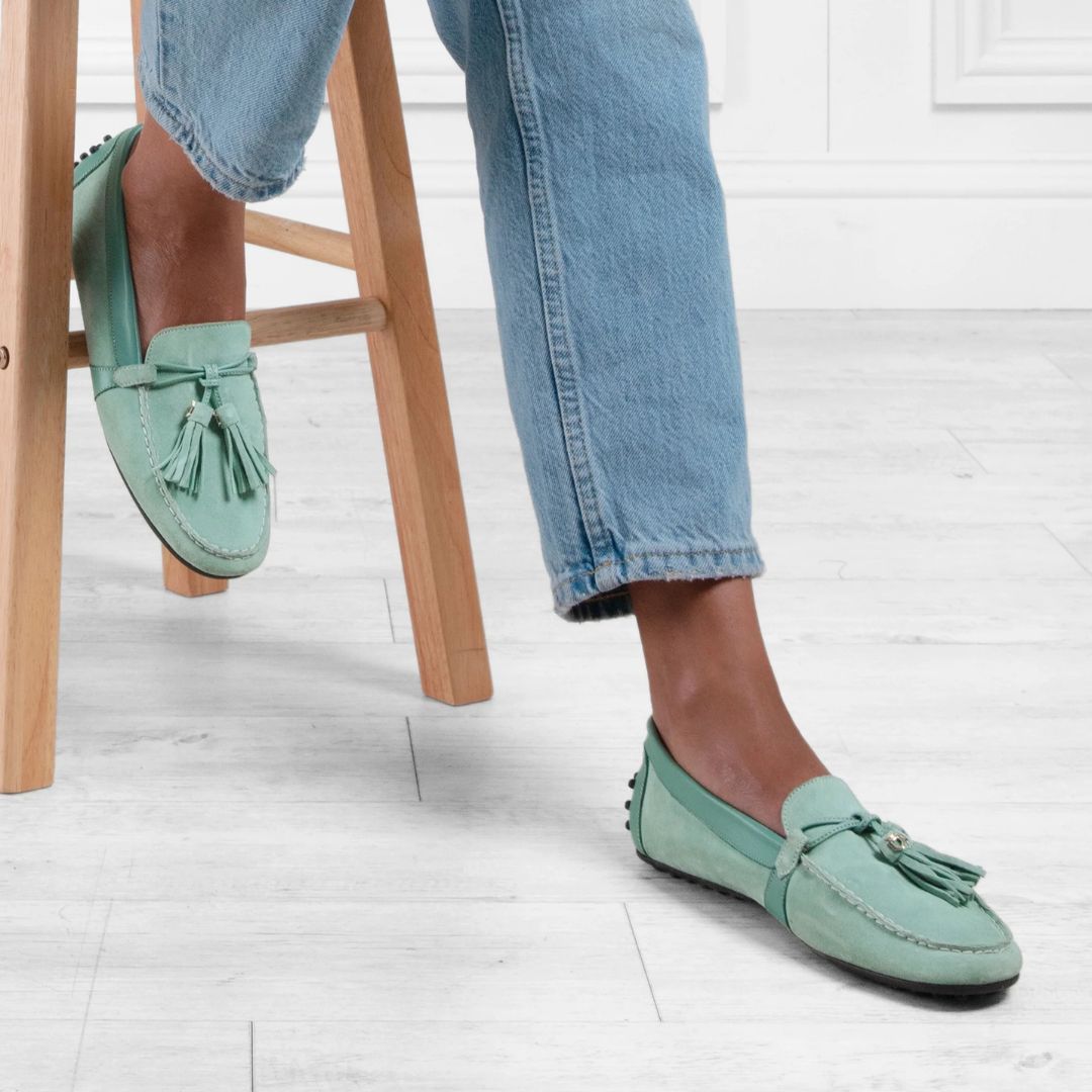 Fairfax & Favor Women's Rutland Driving Shoes in Mint
