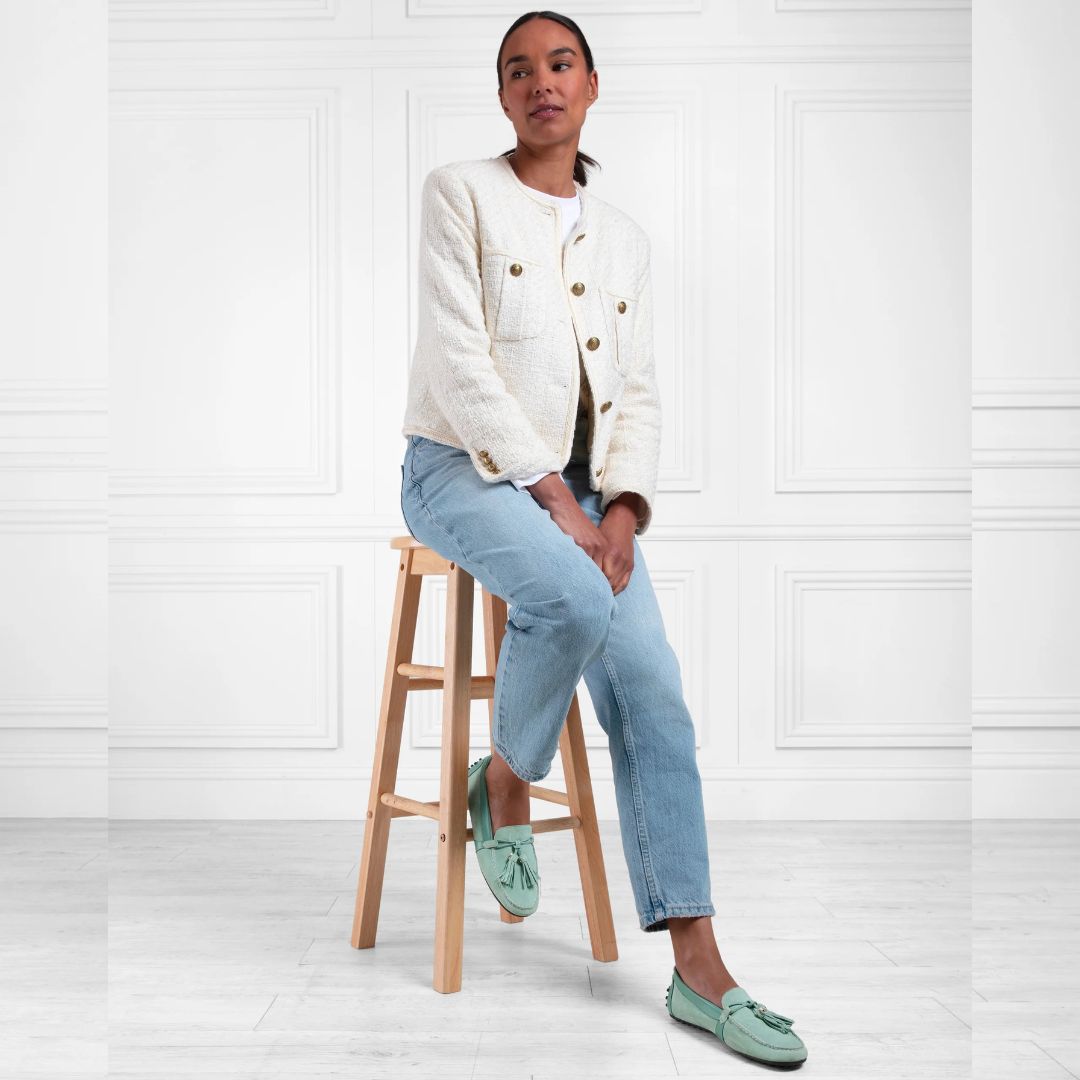 Fairfax & Favor Women's Rutland Driving Shoes in Mint