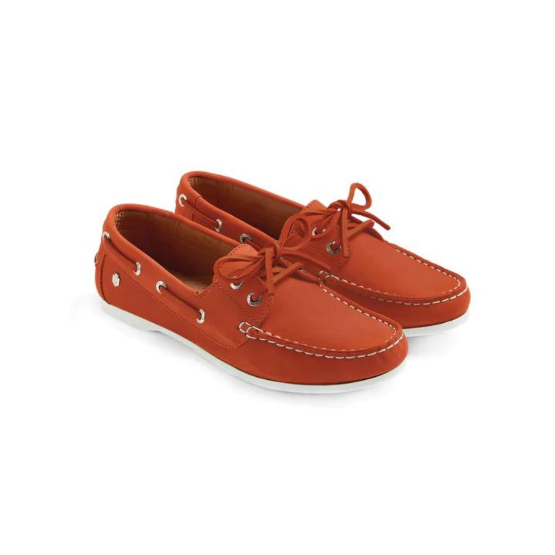 Fairfax & Favor Women's Salcombe Deck Shoe in Sunset Orange