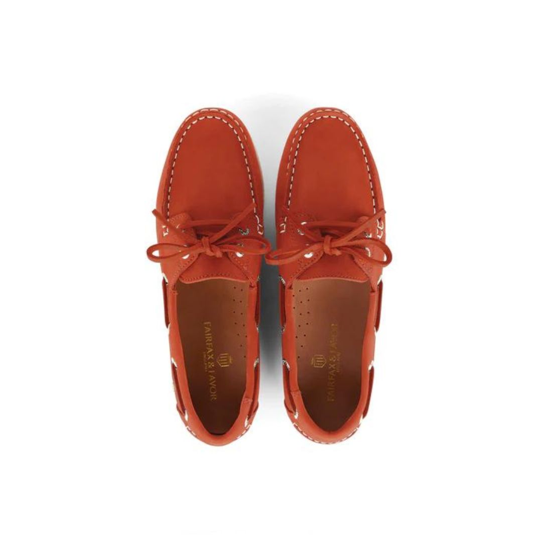 Fairfax & Favor Women's Salcombe Deck Shoe in Sunset Orange
