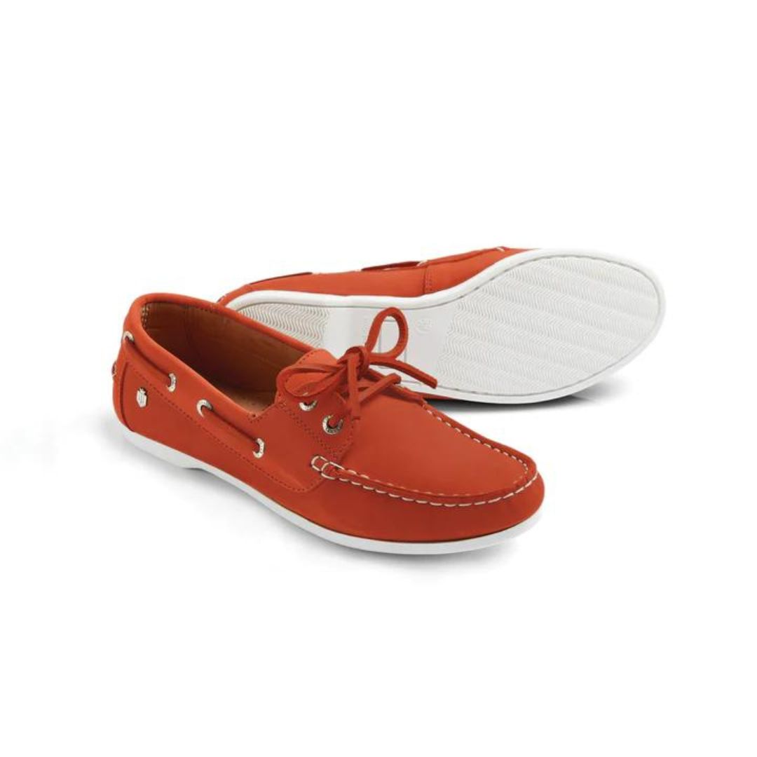 Fairfax & Favor Women's Salcombe Deck Shoe in Sunset Orange