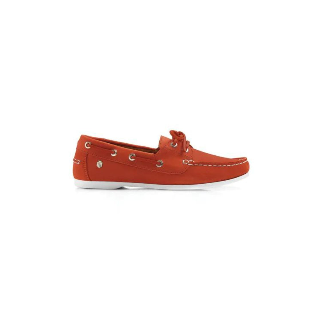 Fairfax & Favor Women's Salcombe Deck Shoe in Sunset Orange