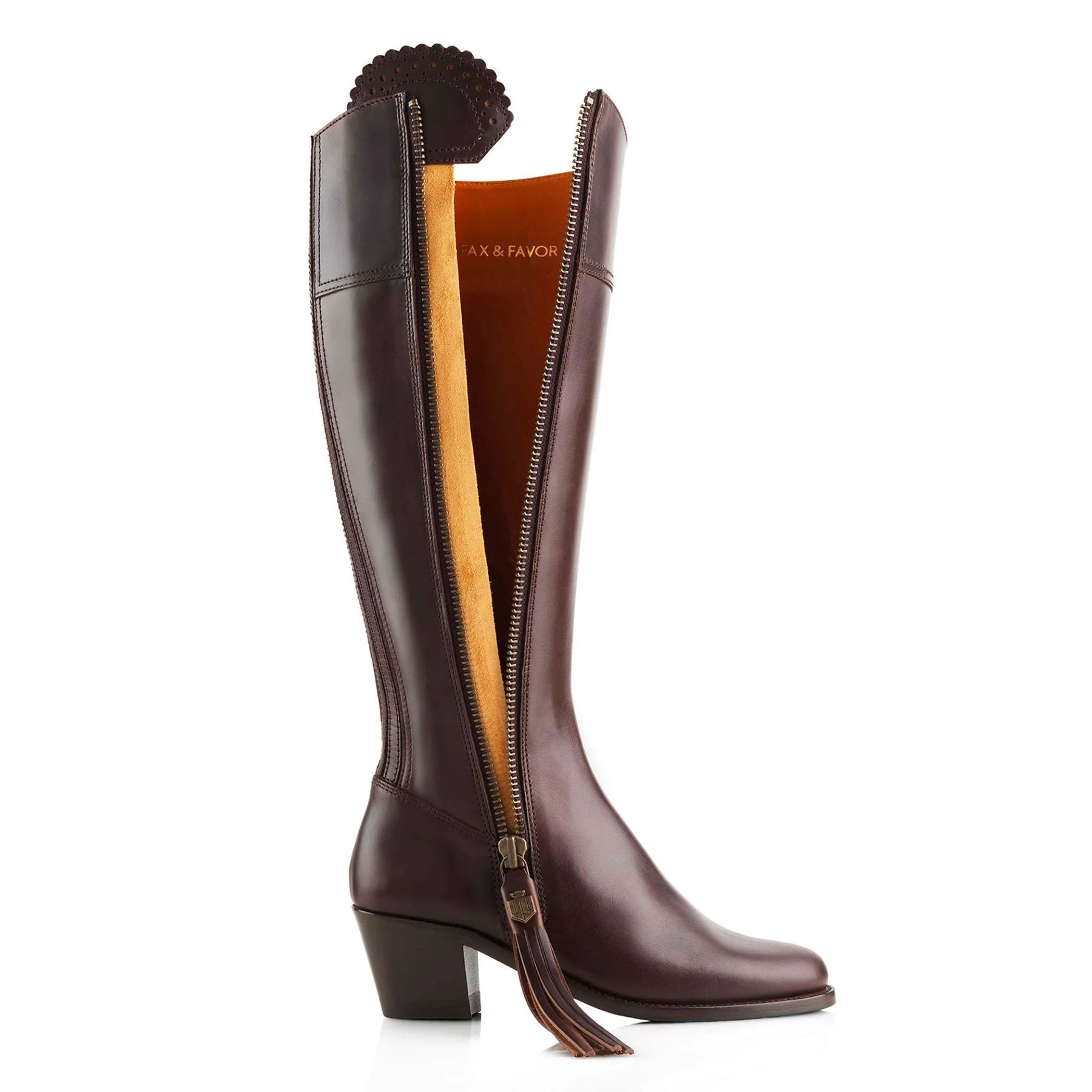 Fairfax & Favor Heeled Regina Leather Boot in Mahogany